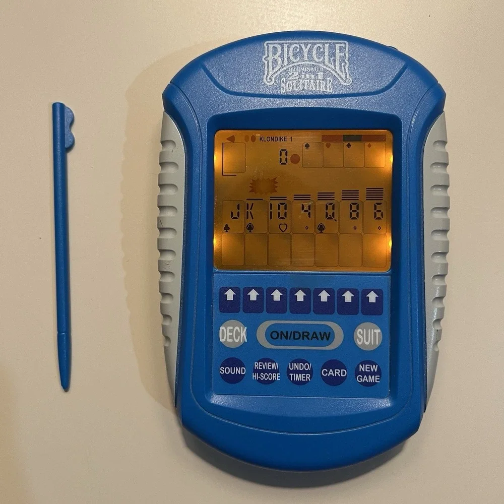 Bicycle Ultimate Solitaire Electronic Handheld Game Blue Stylus Tested Working